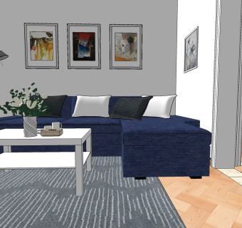 简欧客餐厅SU模型，客厅skb文件下载