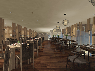 现代中餐厅施工图效果图CAD图纸，餐厅cad设计图纸下载