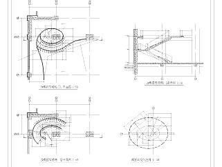 椭圆型楼梯平剖面图CAD图纸设计