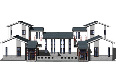 日式别墅外观草图大师模型，别墅外观sketchup模型免费下载