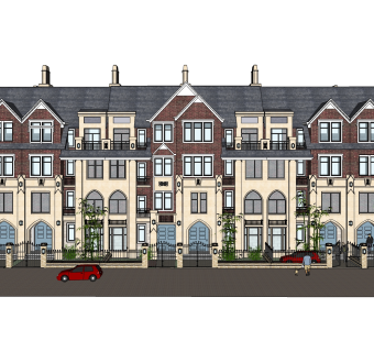 欧式别墅外观草图大师模型，SU模型免费下载