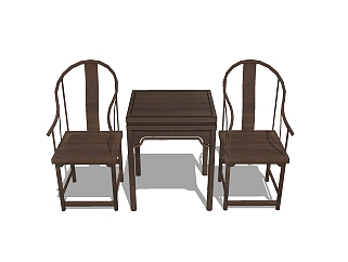 中式桌椅<em>组合</em>sketchup模型，桌椅<em>组合</em>草图大师模型下载