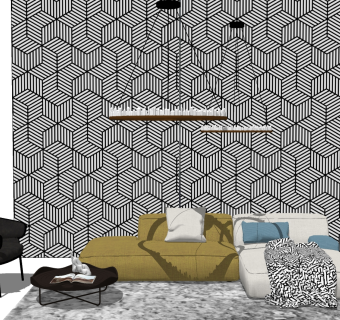 现代休闲沙发su模型，沙发sketchup模型下载