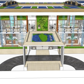 民宿茶楼建筑草图大师模型，SU模型免费下载