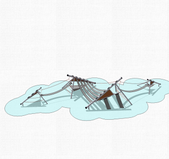 现代铁质吊床草图大师模型，吊床skp模型下载