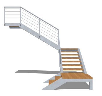 现代钢结构三跑楼梯草图大师模型，钢结构三跑楼梯sketchup模型免费下载