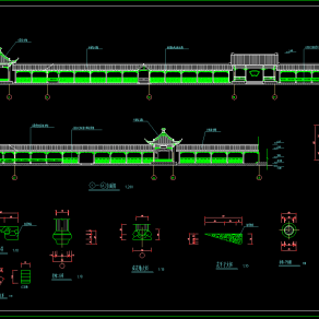 古建长廊建筑cad施工图，长廊cad竣工图下载