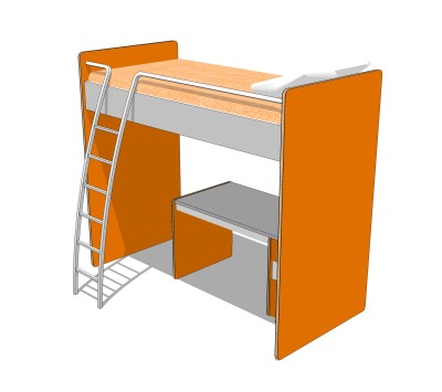 高低床铺草图大师模型，儿童床SU模型下载