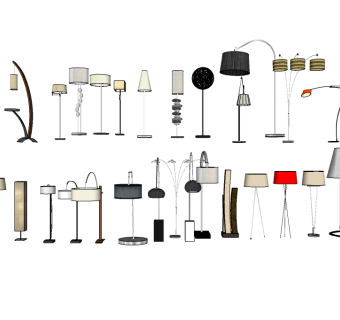现代时尚落地灯组合草图大师模型，时尚落地灯组合sketchup模型下载