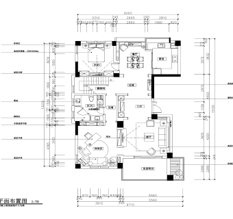 祥细客厅卧室家装户型图三居CAD，免费下载