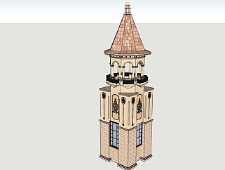 欧式教堂塔楼su模型下载、景观塔楼草图大师模型下载