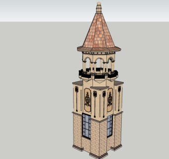 欧式教堂塔楼su模型下载、景观塔楼草图大师模型下载