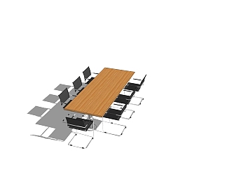 现代实木会议桌草图大师模型，会议桌skp模型下载