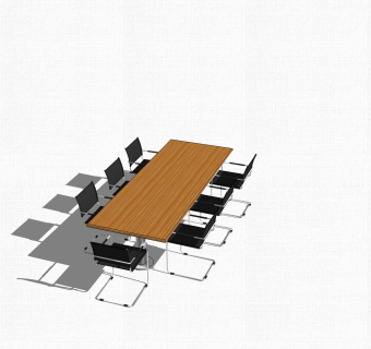 现代实木会议桌草图大师模型，会议桌skp模型下载
