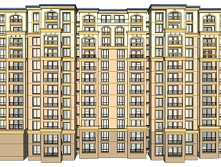 欧式高层住宅楼sketchup模型下载，住宅楼草图大师模型