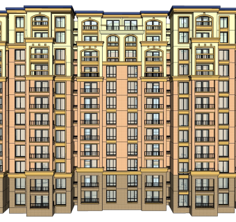 欧式高层住宅楼sketchup模型下载，住宅楼草图大师模型