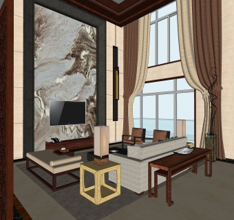 中式家装草图大师模型，家装SU模型下载