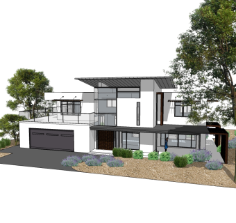 现代美式风格别墅草图大师模型，别墅SU模型下载