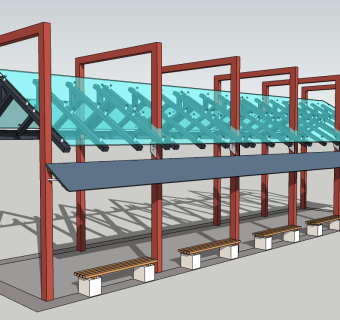 现代景观廊架草图大师模型，景观廊架sketchup模型下载