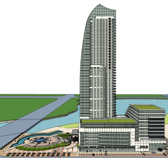 城市高层酒店su模型下载、城市高层酒店草图大师模型下载