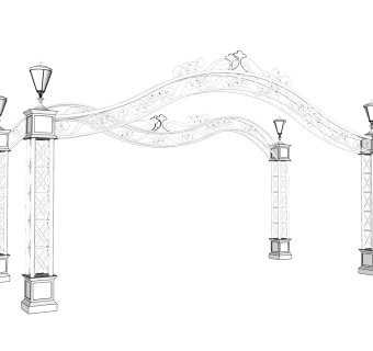 欧式入口大门su模型下载，sketchup入口大门skp模型