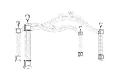 欧式入口大门su模型下载，sketchup入口大门skp模型