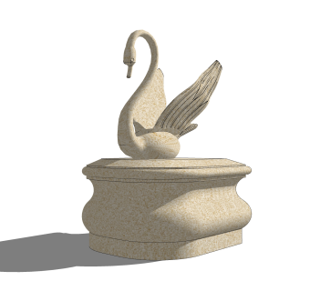 现代天鹅雕塑su模型,摆件草图大师模型下载