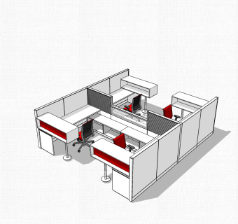 现代办工桌草图大师模型，办公桌sketchup模型，办公桌su素材下载