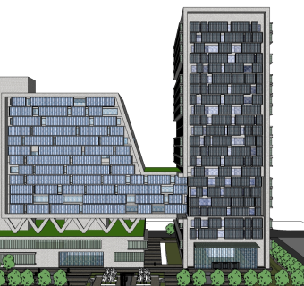 现代酒店草图大师模型下载、现代酒店su模型下载