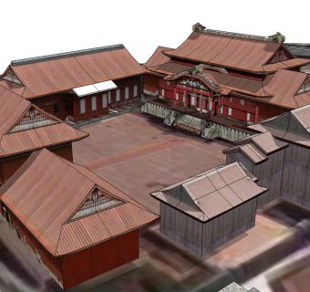 日式古建庭院草图大师模型下载、古建庭院su模型下载