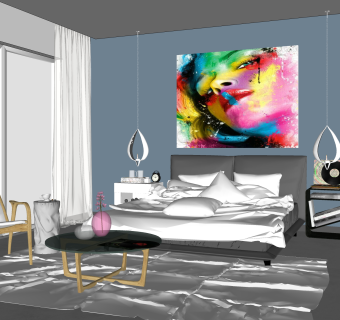 单身公寓客厅免费su模型草图大师文件下载