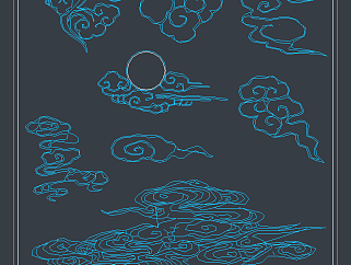 中式古典云纹施工图，云纹图案雕花CAD图纸下载