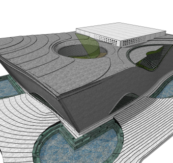 现代办公楼草图大师模型，办公楼sketchup模型免费下载