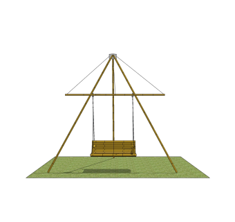 乡村三角形搭建竹竿秋千草图大师模型，三角形搭建竹竿秋千sketchup模型免费下载