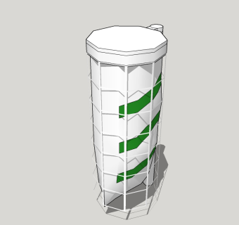 现代金属垃圾桶草图大师模型，垃圾桶SU模型下载