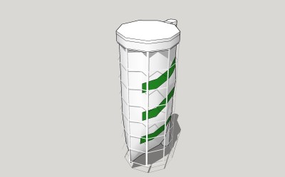 现代金属垃圾桶草图大师模型，垃圾桶SU模型下载