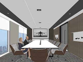 现代会议室su模型，会议室草图大师模型下载