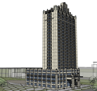 高层酒店草图大师模型下载、高层酒店su模型下载