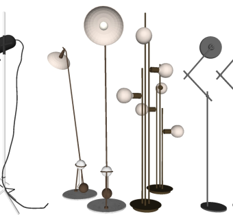 现代金属落地灯su模型，落地灯草图大师模型下载