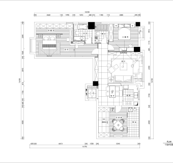 祥细家装衣帽间，客厅卧室户型图三居CAD，免费下载