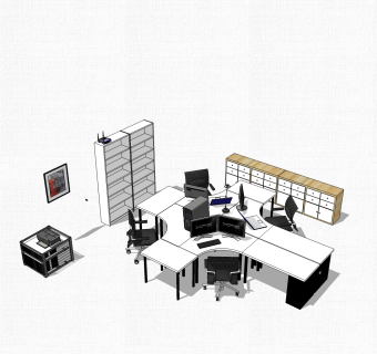 现代办工桌草图大师模型，办工桌sketchup模型下载
