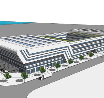 现代办公楼草图大师模型，办公楼sketchup模型免费下载