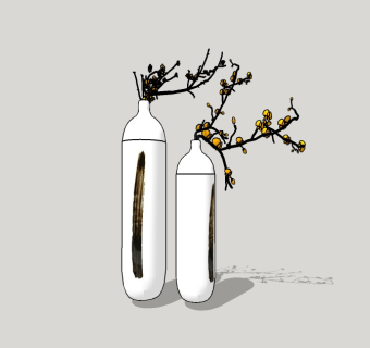现代花瓶花卉草图大师模型下载，花瓶花卉sketchup模型