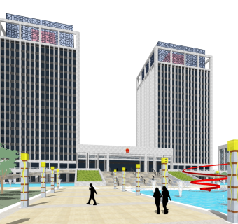 现代高层办公楼草图大师模型，高层办公楼sketchup模型免费下载