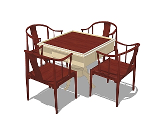 新中式休闲<em>桌椅</em>草图大师模型，<em>桌椅</em>sketchup模型下载