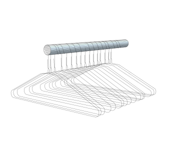 现代铁质衣架草图大师模型,服装店衣架su模型下载