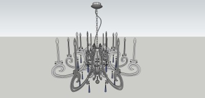 欧式金属多头吊灯草图大师模型，吊灯sketchup模型下载