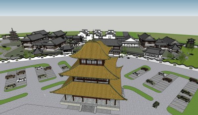 乡村风格建筑会所，sketchup模型免费下载