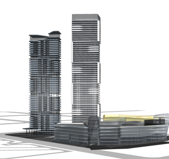 现代高层办公楼草图大师模型，高层办公楼sketchup模型免费下载