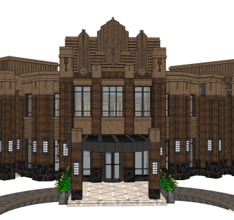 欧式售楼处建筑方案草图大师模型，建筑构件sketchup模型免费下载